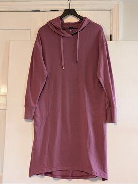 Aerie Live-In Hooded Sweatshirt Dress Small Pockets Tourmaline French Terry Cozy